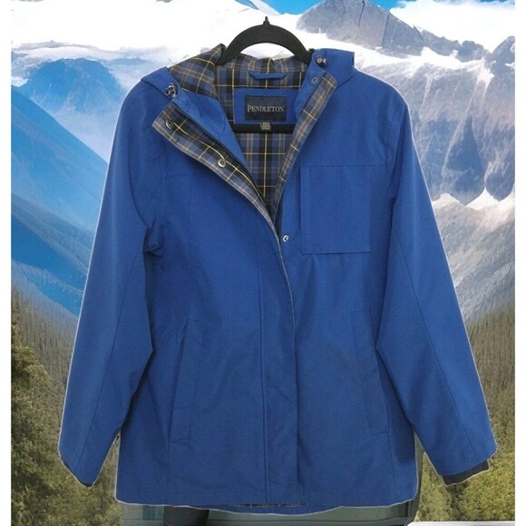 Pendleton Waterproof Trail Jacket Plaid Lining Blue Women’s S - SEE DESC - Picture 1 of 10